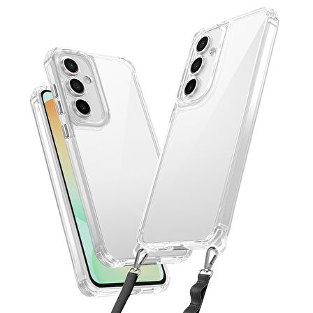 Galaxy A55 Uyumlu Airbagli Takılabilir Askı Aparatlı Zore Snap Silikon Kapak-Şeffaf