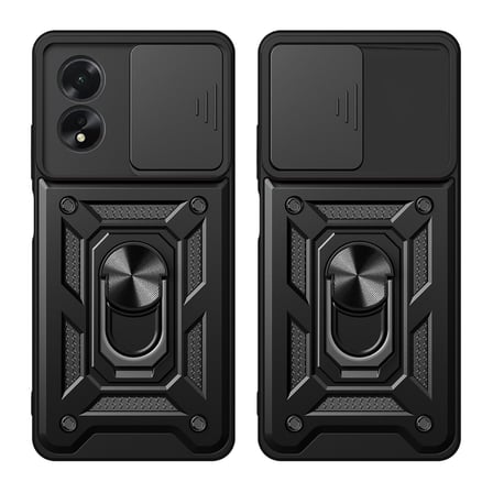 Oppo A38 Uyumlu Magnetik Standlı Kamera Korumalı NRTK Sürgülü Vega Kapak-Mavi
