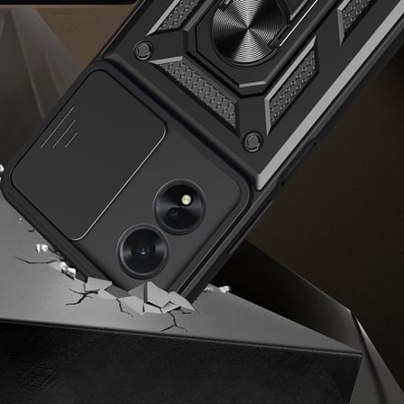 Oppo A38 Uyumlu Magnetik Standlı Kamera Korumalı NRTK Sürgülü Vega Kapak-Mavi