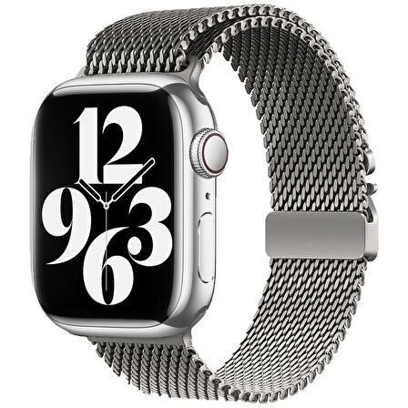 Apple Watch 42mm Zore KRD-121 Metal Hasır Kordon-Gri