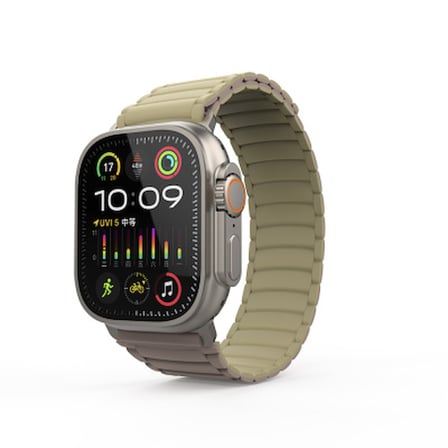 Lexroo Apple Watch Ultra 49mm Silikon Kordon Strap Kayış - Kahverengi-Krem
