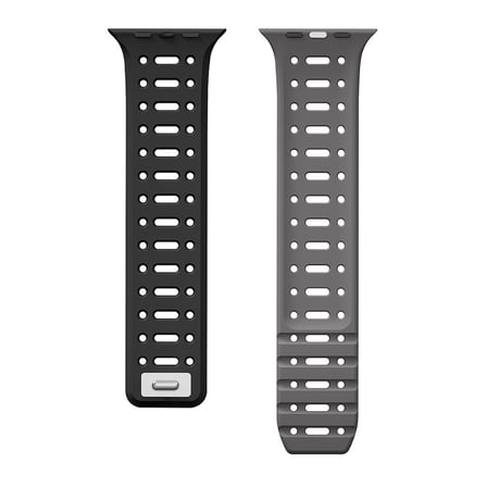 Watch 7 41mm Uyumlu MKST KRD-124 Silikon Kordon Strap Kayış-Koyu Yeşil-Gri