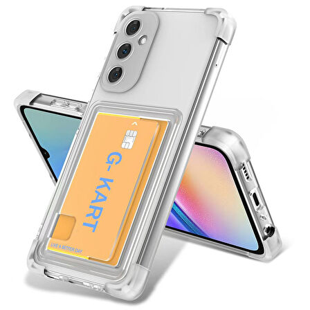Samsung Galaxy S24 FE Kılıf Airbag Tasarımlı Şeffaf Kartlıklı G-Kart Kapak