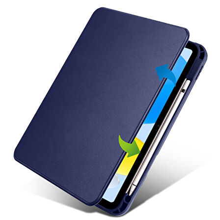 iPad 11.Nesil 2025 Kılıf ​İNC Termik Kalem Bölmeli Dönebilen Standlı Kılıf - Lila
