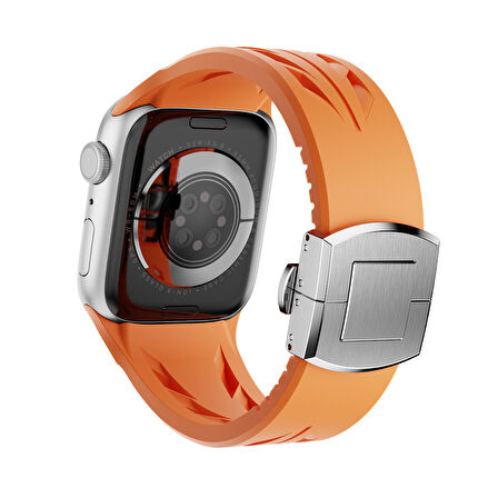 Apple Watch 42mm KRD-127 Metal Tokalı Silikon Kordon-Kırmızı