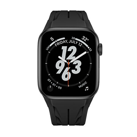 Apple Watch 44mm KRD-127 Metal Tokalı Silikon Kordon-Kırmızı