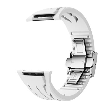 Apple Watch 7 45mm KRD-127 Metal Tokalı Silikon Kordon-Kırmızı