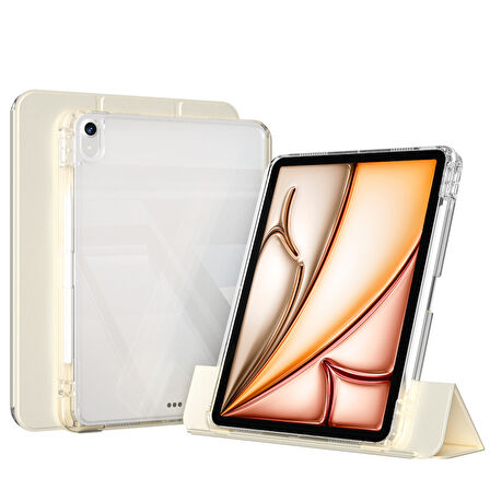 iPad Air 11 2024 Kılıf Magnetik Ayrılabilen Airbagli ​EFFX Sliding Tablet Kılıfı - Gold