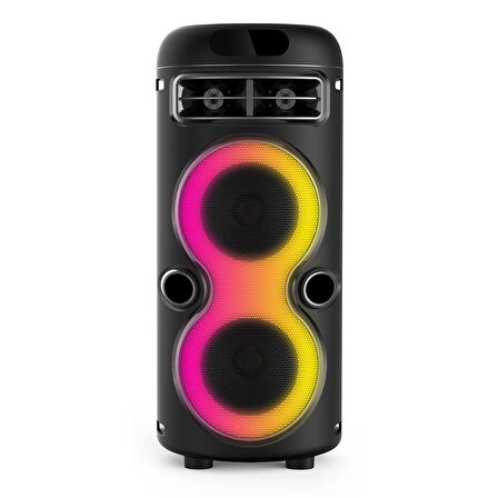 GD-2402 Dijital LED Göstergeli FM Radyolu Mikrofonlu RGB TWS Çift 4 inç Stereo Bass Kablosuz