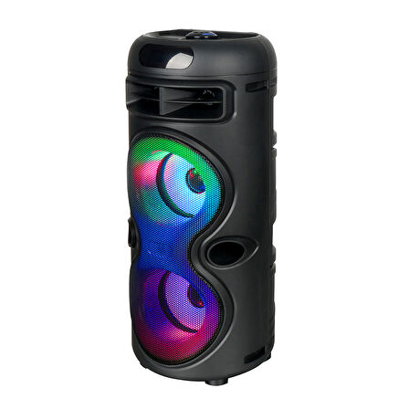 GD-2402 Dijital LED Göstergeli FM Radyolu Mikrofonlu RGB TWS Çift 4 inç Stereo Bass Kablosuz