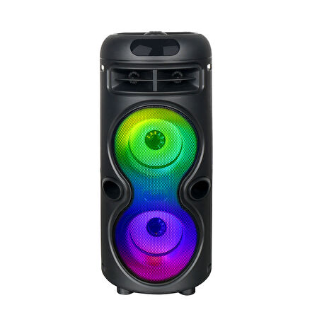 GD-2402 Dijital LED Göstergeli FM Radyolu Mikrofonlu RGB TWS Çift 4 inç Stereo Bass Kablosuz