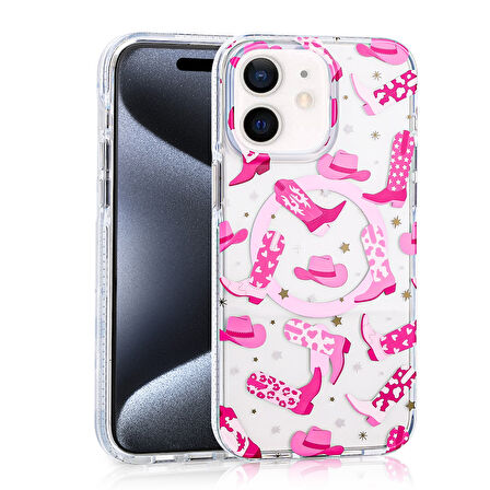 iPhone 11 Uyumlu Kılıf Magsafe Şarj Özellikli Zore Stilo Kapak-Pembe
