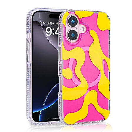 iPhone 16 Uyumlu Kılıf Magsafe Şarj Özellikli Zore Stilo Kapak-Sarı