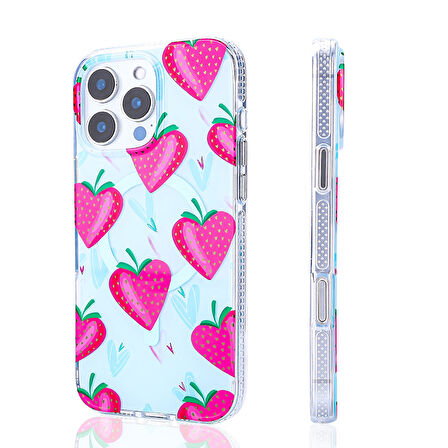 iPhone 16 Pro Max Uyumlu Kılıf Magsafe Şarj Özellikli Zore Stilo Kapak-Pembe-Mavi