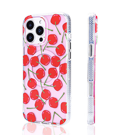 iPhone 16 Pro Max Uyumlu Kılıf Magsafe Şarj Özellikli Zore Stilo Kapak-Pembe