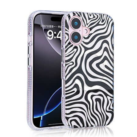 iPhone 16 Uyumlu Kılıf Magsafe Şarj Özellikli Zore Jago Kapak-Siyah-Beyaz