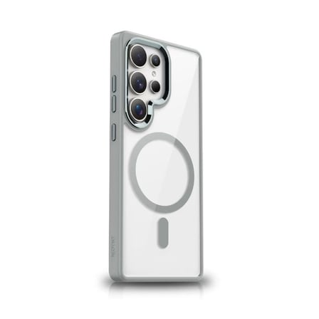 Galaxy S25 Ultra Uyumlu Kılıf Magsafe Şarj Özellikli Zore Krom Magsafe Silikon Kapak-Gri