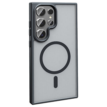 Galaxy S25 Ultra Uyumlu Kılıf Magsafe Şarj Özellikli Mat Arka Yüzey Zore Sio Kapak-Mavi