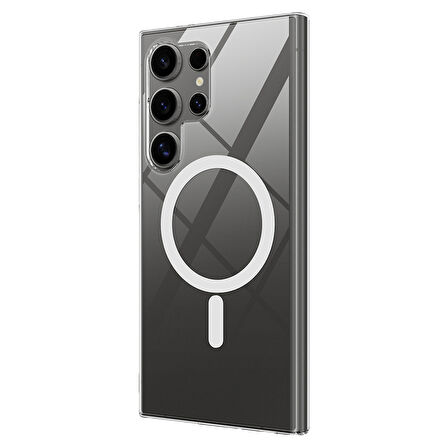 Galaxy S25 Ultra Uyumlu Kılıf Kamera Korumalı Magsafe Sert PC Zore Porto Kapak-Şeffaf