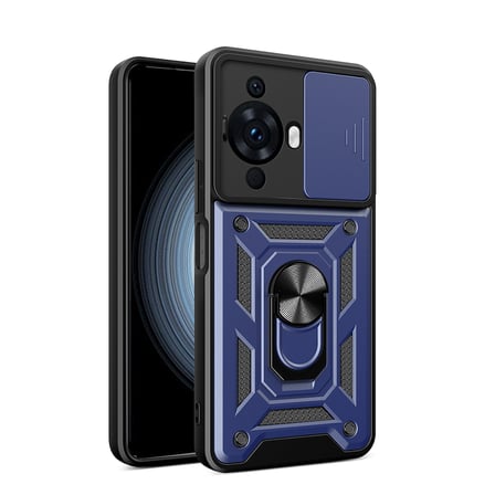 Huawei Nova 12S Uyumlu Kılıf Magnetik Standlı Kamera Korumalı NRTK Sürgülü Vega Kapak-Lacivert