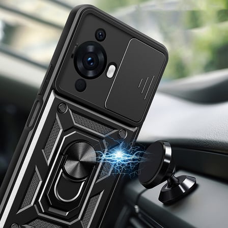 Huawei Nova 12S Uyumlu Kılıf Magnetik Standlı Kamera Korumalı NRTK Sürgülü Vega Kapak-Lacivert