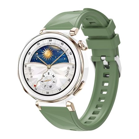 Huawei Watch GT5 Pro 42mm Uyumlu MKST KRD-129 Silikon Kordon Strap Kayış-Yeşil