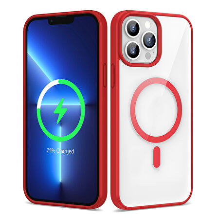 iPhone 13 Pro Max Kılıf Magsafe Wireless Şarj Özellikli Silikon Ege Kapak