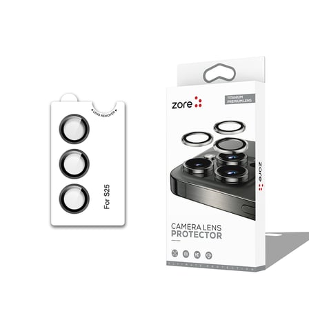 Galaxy S25 ​NRTK CL-12 Premium Safir Parmak İzi Bırakmayan Anti-Reflective Kamera Lens Koruyucu - Siy