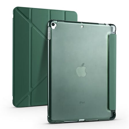Lexroo iPad 10.2 2021 (9.Nesil) Tri Folding Kalem Bölmeli Standlı Silikon Kılıf - Gri