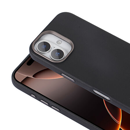 iPhone 16 Plus Uyumlu Kılıf Magsafe Şarj Özellikli PU Deri Zore Adora Kapak-Gri