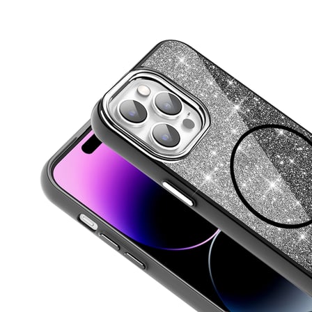 iPhone 14 Pro Max Kılıf Dökülmeyen Simli Silikon MagSafe Kamera Yükseltili Novatech