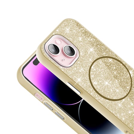 iPhone 15 Kılıf Dökülmeyen Simli Silikon MagSafe Kamera Yükseltili Novatech