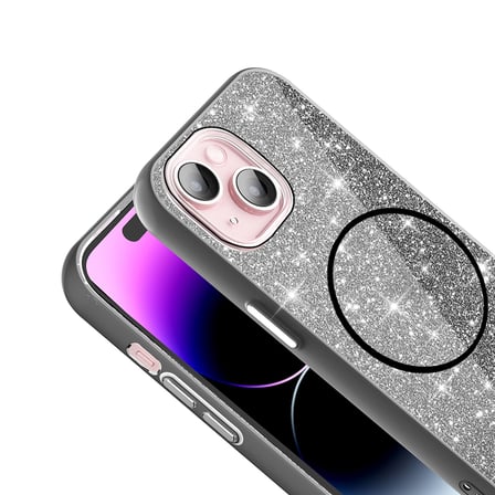 iPhone 15 Kılıf Dökülmeyen Simli Silikon MagSafe Kamera Yükseltili Novatech