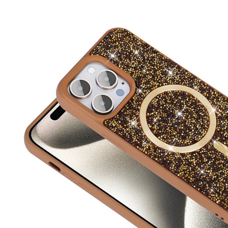 iPhone 14 Pro Max Kılıf Pırlanta Tasarımlı Magsafe Şarj Özellikli Zore Mozaik Silikon Kapak - Desert