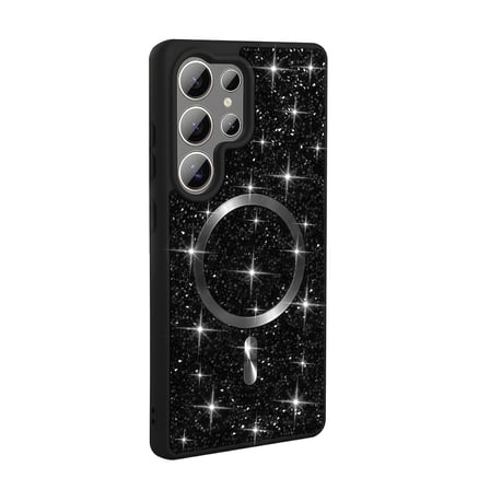 Galaxy S25 Ultra Kılıf Simli Pırlanta Taşlı MagSafe Kamera Yükseltili Silikon Novatech