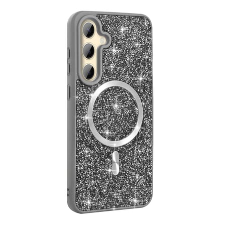 Galaxy S24 FE Kılıf Pırlanta Tasarımlı Magsafe Şarj Özellikli Zore Mozaik Silikon Kapak - Titanyum-G