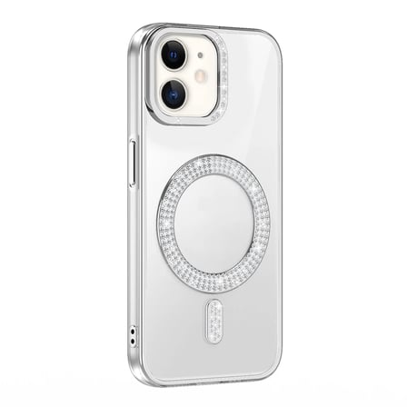 Apple Uyumlu iPhone 11 Kılıf Pırlanta Taş Tasarımlı M-safe Şarj Özellikli Zore Karetta Silikon Kapak