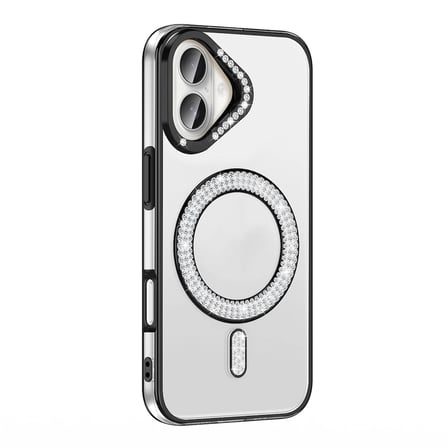 Apple Uyumlu iPhone 16 Kılıf Pırlanta Taş Tasarımlı M-safe Şarj Özellikli Zore Karetta Silikon Kapak