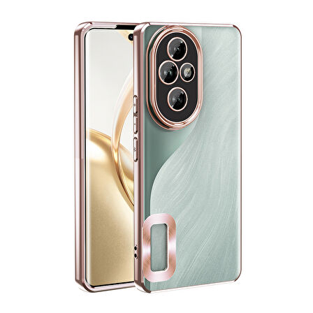 Honor 200  Kılıf Logo Gösteren Parlak Kenarlı Kamera Lens Korumalı Şeffaf Omega Silikon Kapak