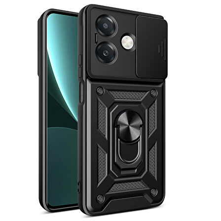 Oppo A3x 4G Kılıf Magnetik Standlı Kamera Korumalı Sürgülü Vega Kapak
