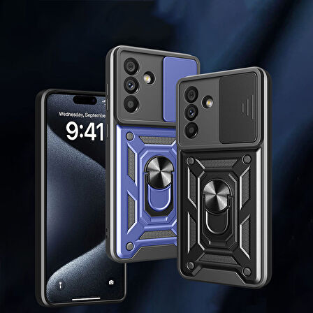 Galaxy A56 Kılıf Magnetik Standlı Kamera Korumalı Zore Sürgülü Vega Kapak -115441