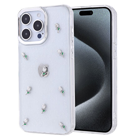 iPhone 15 Pro Max Kılıf Airbag Tasarımlı Simli Şeffaf Zore Kutup Kapak - Fiyonk