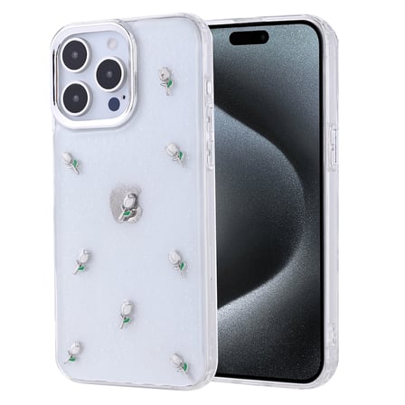 iPhone 15 Pro Max Kılıf Airbag Tasarımlı Simli Şeffaf Zore Kutup Kapak - Lale