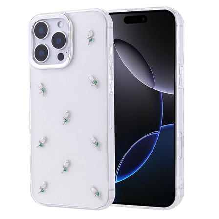 iPhone 16 Pro Max Kılıf Airbag Tasarımlı Simli Şeffaf NVTH Kutup Kapak - Lale