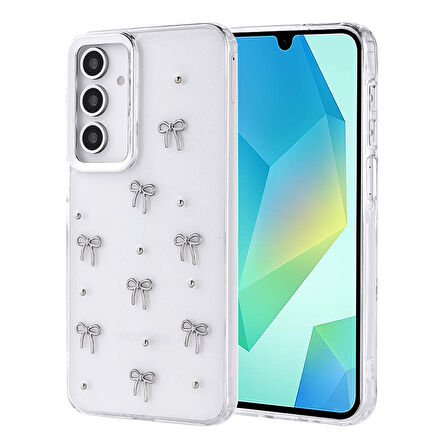 Galaxy A16 Kılıf Airbag Tasarımlı Simli Şeffaf Zore Kutup Kapak - Fiyonk