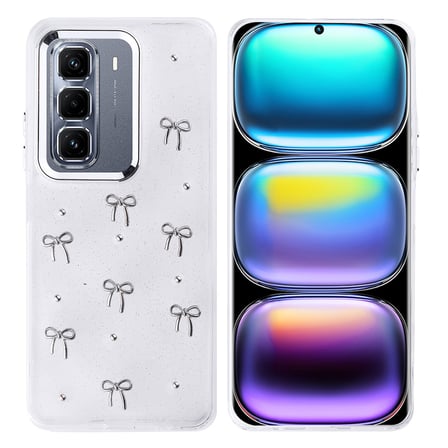 İnfinix Hot 50 Pro Plus 4G Kılıf Airbag Tasarımlı Simli Şeffaf NVTH Kutup Kapak - Fiyonk
