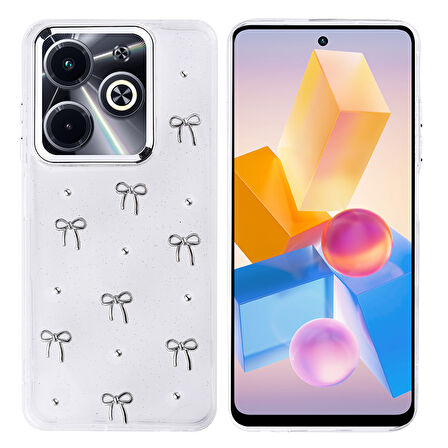 İnfinix Hot 40i Kılıf Airbag Tasarımlı Simli Şeffaf Zore Kutup Kapak - Fiyonk