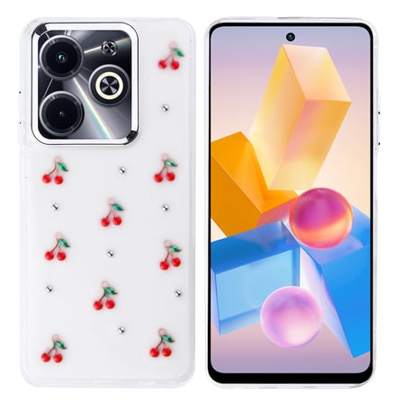 İnfinix Hot 40i Kılıf Airbag Tasarımlı Simli Şeffaf MKST Kutup Kapak - Kiraz