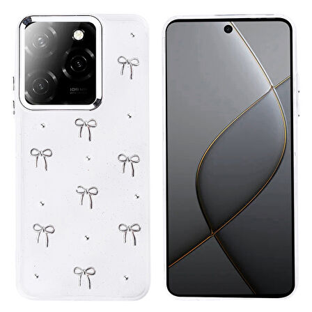 Tecno Spark 20 Pro 5G Kılıf Airbag Tasarımlı Simli Şeffaf Zore Kutup Kapak - Fiyonk