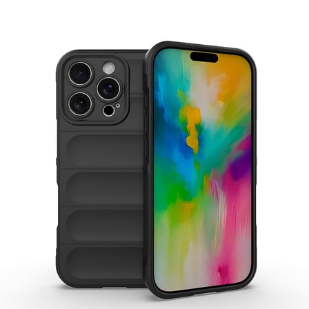 iPhone 16 Pro Kılıf Esnek TPU Oyuklu Arka Yüzey Tasarımlı NRTK Etnik Silikon Kapak - Siyah